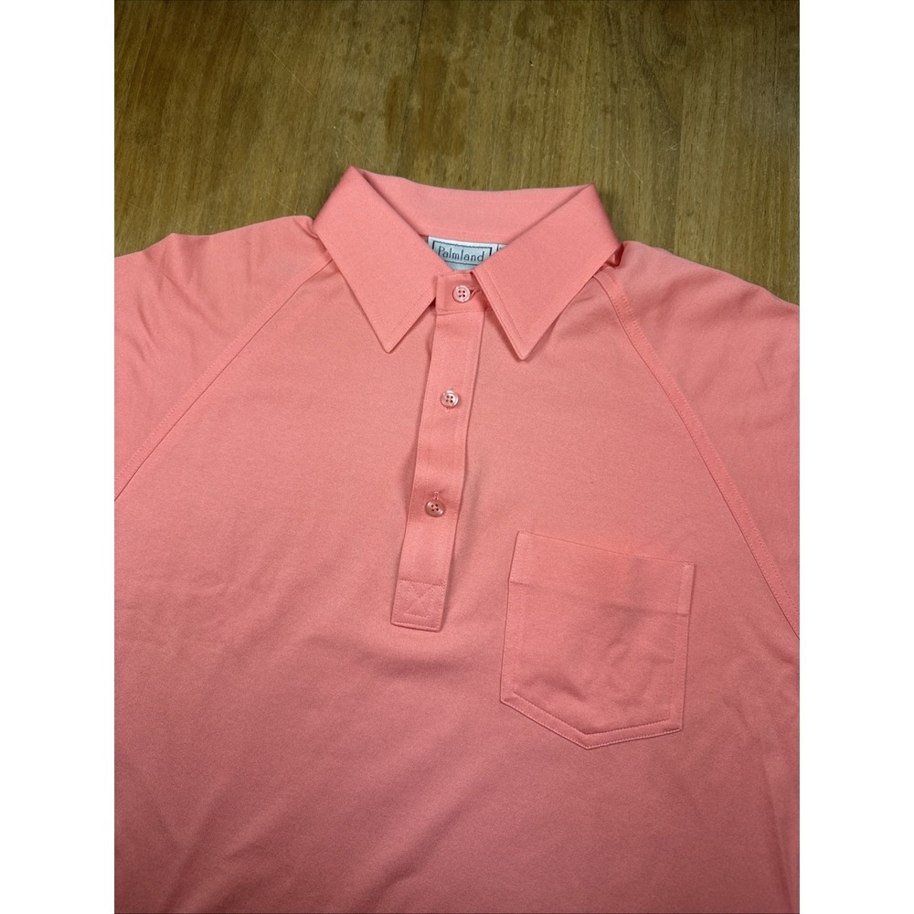 Vintage Palmland Short Sleeve Polo Shirt‎ Mens L Pink 80's Grandpa Academia